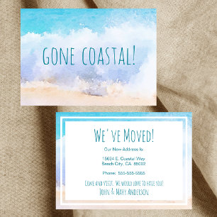 Faire-part Gone Coastal Nouvelle Maison Vague Sur Plage Aquar