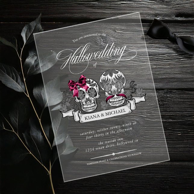 Faire-part gothique burgundy Skull Hallowedding ID (Créateur téléchargé)