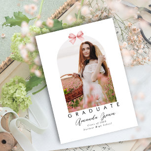 Faire-part Grad 2025 Coquette Bow Rose Élégante