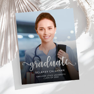 Faire-part Grad de script Silver Photo Budget