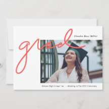 Grad manuscrit en Coral Moderne Photo Graduation