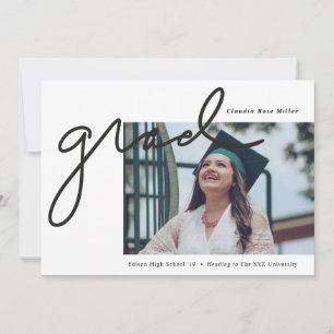 Faire-part Grad manuscrit en noir moderne photo Graduation