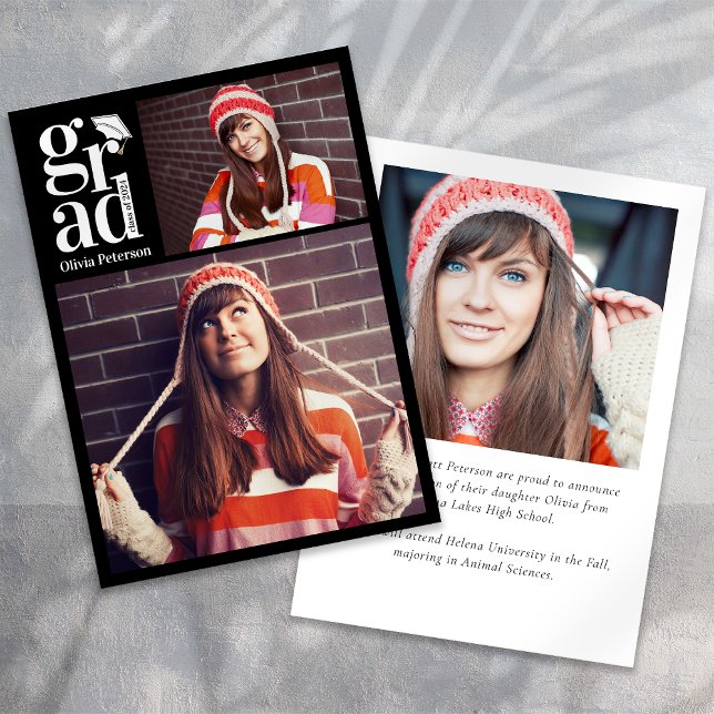 Faire-part Grad Multi Photo Collage Graduation (Créateur téléchargé)