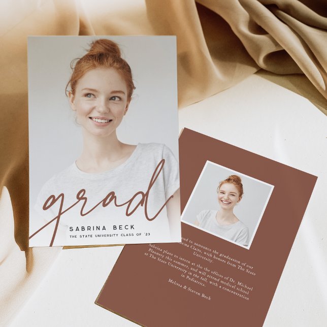 Faire-part Grad par script | Diplôme photo (Créateur téléchargé)