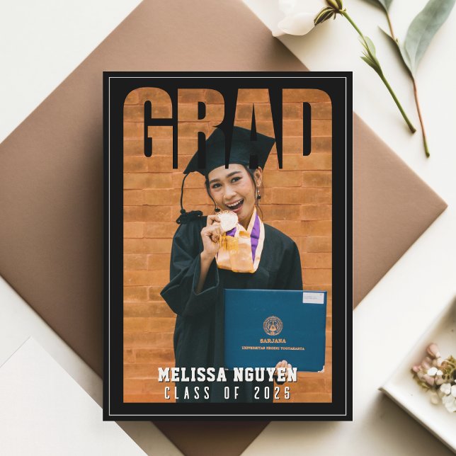 Faire-part Grad Photo Black Graduation (Grad Photo Black Graduation Announcement
)
