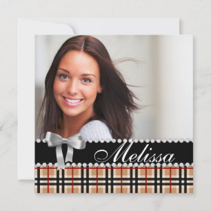 Faire-part Grad Plaid Motif photo moderne