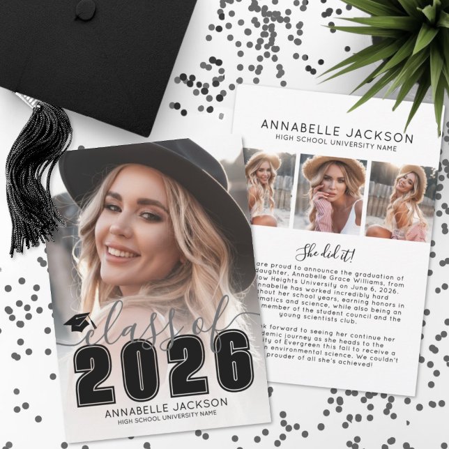 Faire-part Graduate Black White Photo Graduation (Graduate Black White Photo Graduation Announcement )