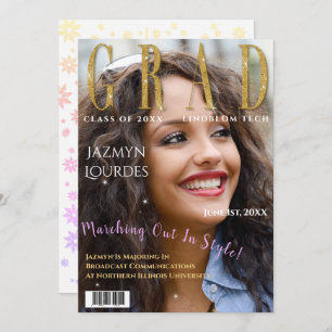 Faire-part Graduate Magazine Couverture photo Diplôme 