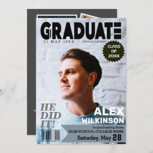 Faire-part GRADUATE Magazine Couverture Style Chic 5 Photo Co