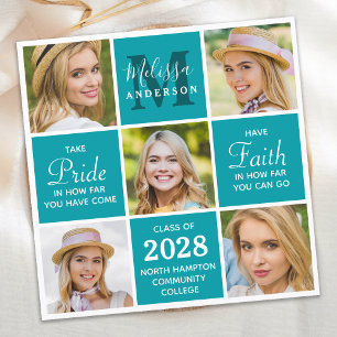 Faire-part Graduate Monogramme 5 Photo Collage Graduation Tur