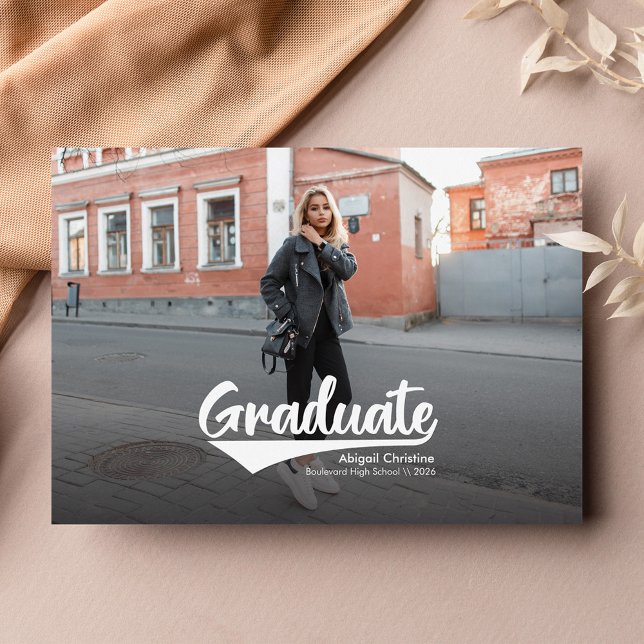 Faire-part Graduation 2024 Script photo Graduate (Modern Graduation 2024 Photo Announcement)