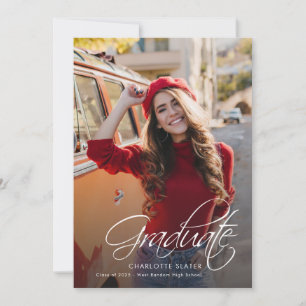 Faire-part Graduation 2025 Photo Calligraphy Elegant