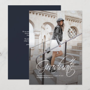 Faire-part Graduation 2025 Script photo élégant