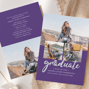 Faire-part Graduation 2025 Script Photos Moderne Grad