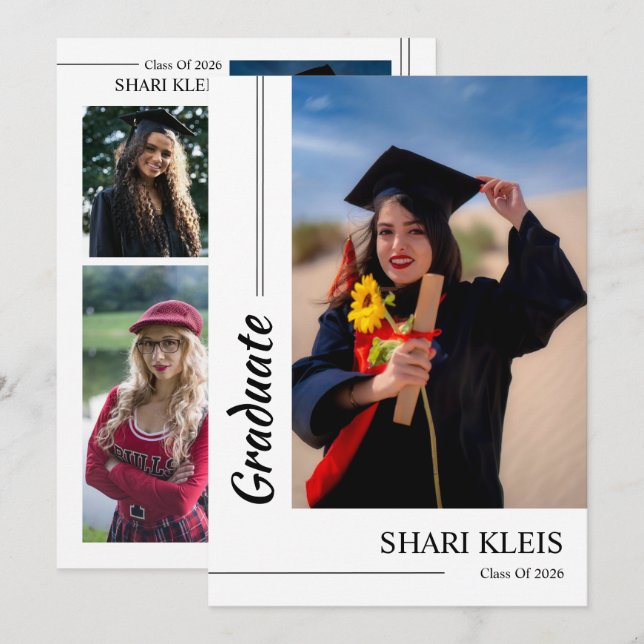 Faire-part Graduation Announcement Card Template (Devant / Derrière)