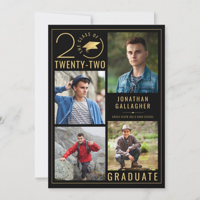 Faire-part Graduation Classe élégante Année 5 Photo Couleur p (Devant)