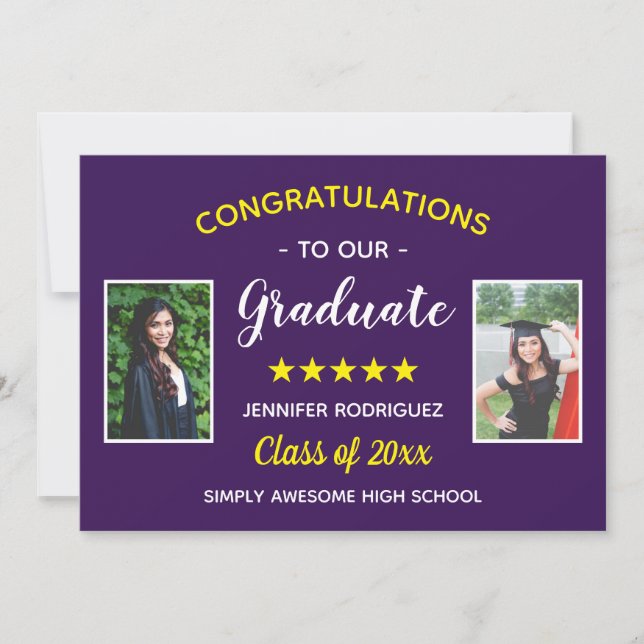 Faire-part Graduation Custom 2 Photo Félicitations Diplômé (Devant)