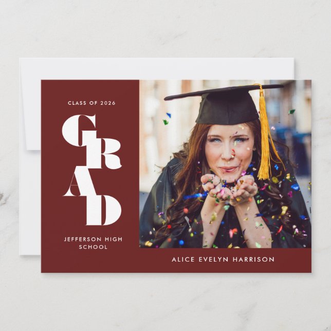 Faire-part Graduation de Garnet Bold Serif (Devant)