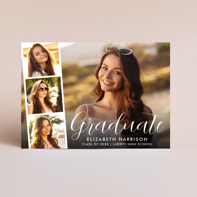Faire-part Graduation de la photo en blanc (Cherish the milestone: share your graduate's achievement with a custom photo graduation announcement)