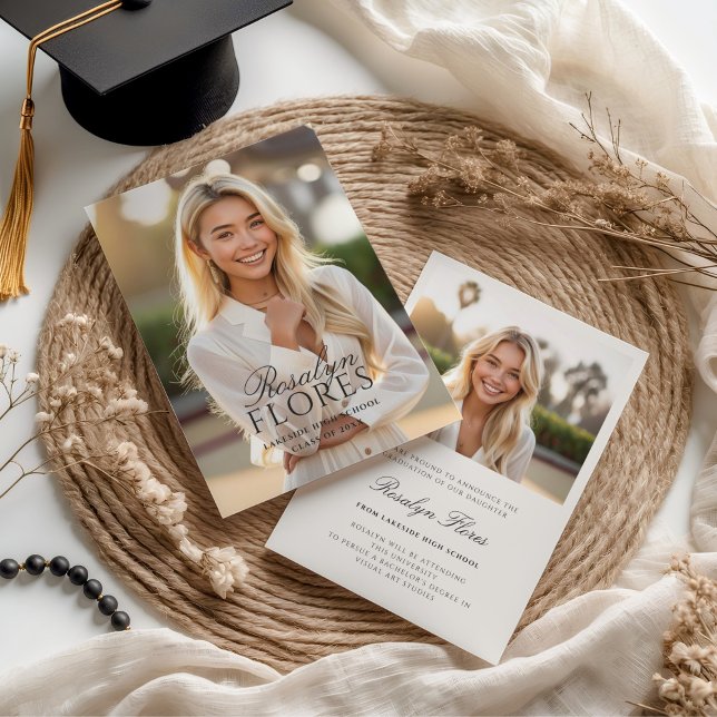 Faire-part Graduation en calligraphie noire classique (Créateur téléchargé)
