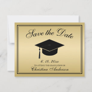 Faire-part Graduation Enregistrer la date Gold Casquette de s