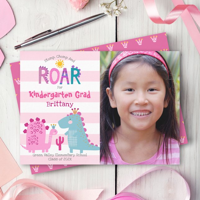 Faire-part Graduation Maternelle Photo Dinosaures Girl Cute (Créateur téléchargé)