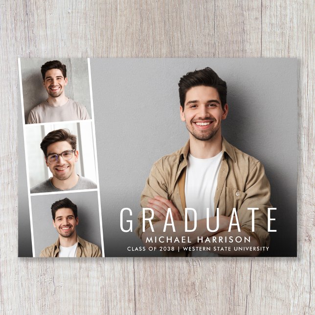 Faire-part Graduation minimale de la bande photo moderne (Share the pride and excitement of your grad's achievement with friends and family near and far)