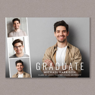 Faire-part Graduation minimale de la bande photo moderne