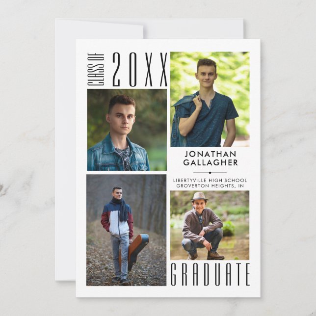 Faire-part Graduation Modern Sleek Photo Collage (Devant)