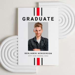 Faire-part Graduation moderne Black Red Photo