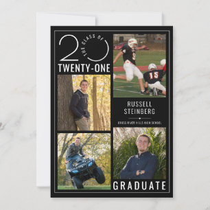 Faire-part Graduation moderne Black Styliste Année