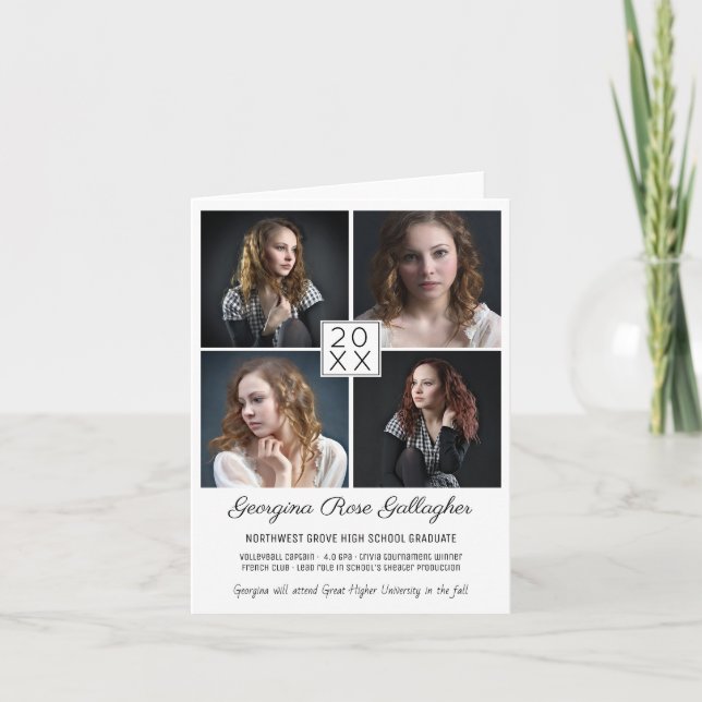 Faire-part Graduation Moderne Photo Collage Simple Grad (Devant)