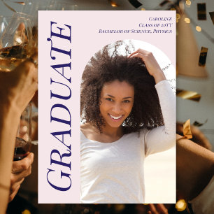 Faire-part Graduation moderne rose personnalisée 2025 Arch Ph