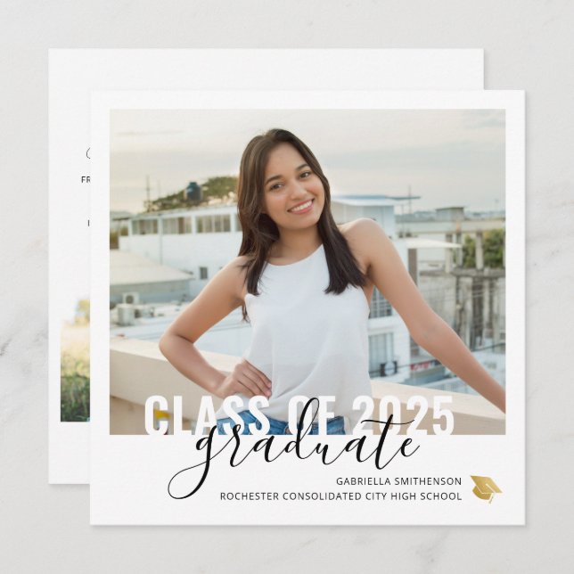Faire-part Graduation Open House Square Card (Devant / Derrière)