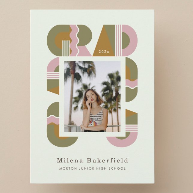 Faire-part Graduation photo announcement card 2026 retro (Créateur téléchargé)