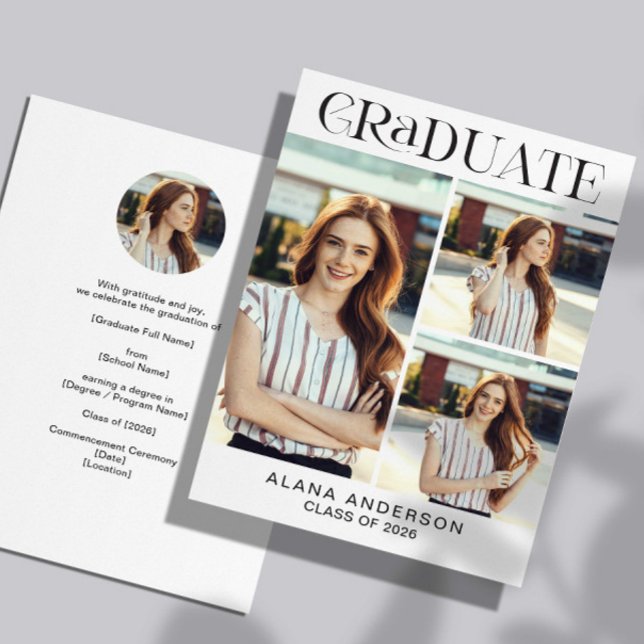 Faire-part Graduation Photo Announcement Modern Collage (Créateur téléchargé)