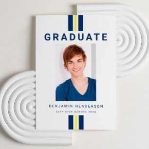 Faire-part Graduation photo bleu moderne