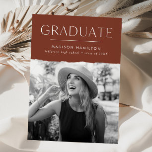 Faire-part Graduation photo Brown de bord moderne