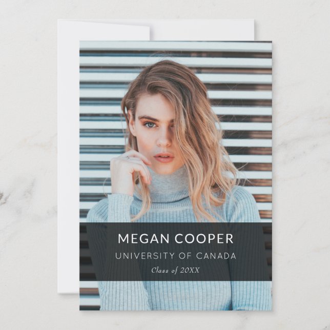 Faire-part Graduation photo minimaliste moderne (Devant)