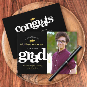 Faire-part Graduation photo moderne audacieuse typographie no