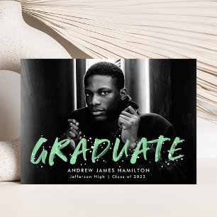 Faire-part Graduation photo moderne Peinture verte Mint