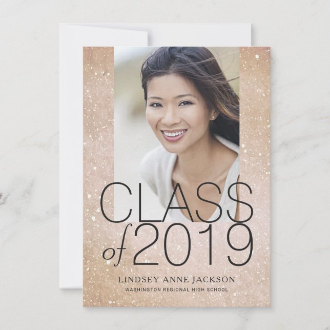 Faire-part Graduation Photo Sable Flush Sand Stacked Texte (Devant)