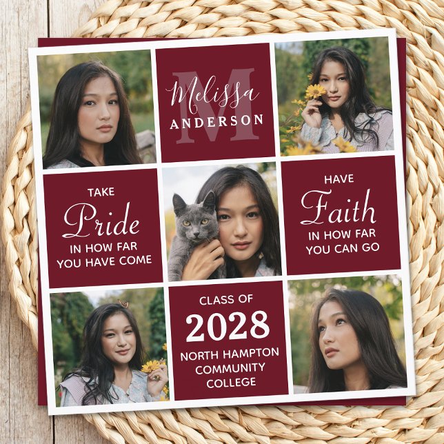 Faire-part Gradué 5 Photo Collage Bourgogne Diplôme Annou (Créateur téléchargé)