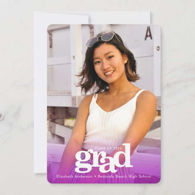 Faire-part Graissage violet personnalisé photo type audacieux (Devant)