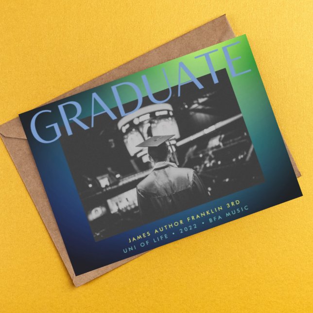 Faire-part graisse photo vert bleu custom college ombre (Créateur téléchargé)