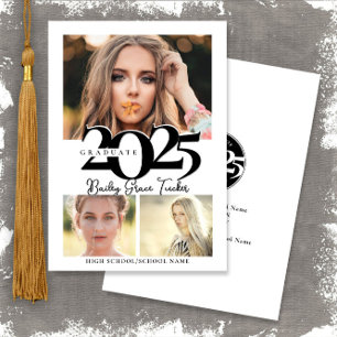 Faire-part Gras 2023 Graduate 3-Photo Collage Graduation Anno