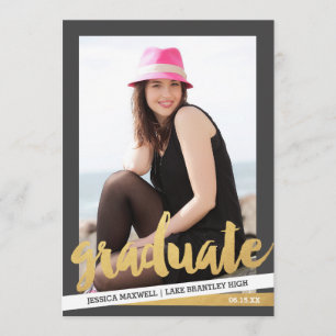 Faire-part Gras Grandes Bandes Photo Graduation Annouement