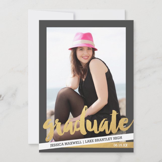 Faire-part Gras Grandes Bandes Photo Graduation Annouement (Devant)