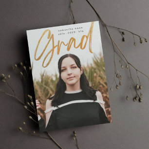 Faire-part Gras Or Brosse à huile Grad Modern Photo Universit