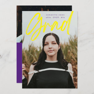 Faire-part Gras Yellow Purple Brush Grad Modern Photo School